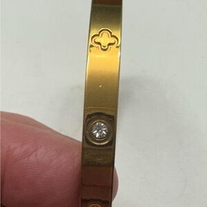 Gold Bangle with Crystal Accents